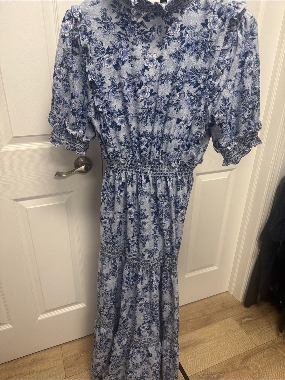 Max Studio Blue Floral Tiered Maxi Dress - Picture 4 of 4